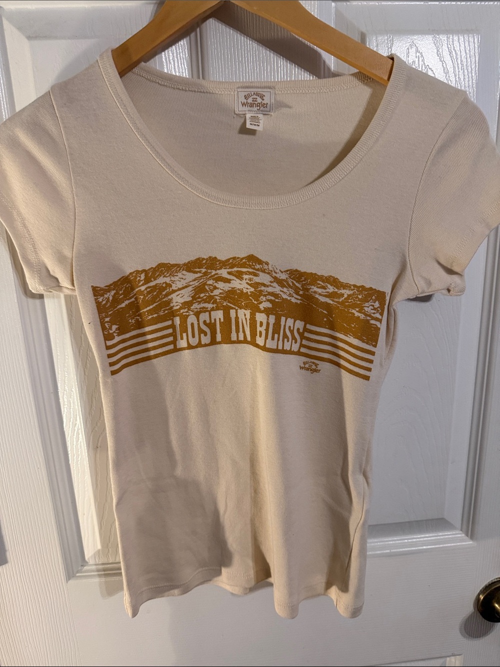 Wrangler Cream Tee with Mustard Mountain Graphic